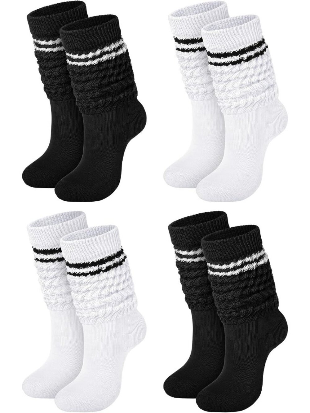 🧦Women Classic Colour 4 Pairs Neon Slouch Socks Scrunch Socks Athletic Slouchy